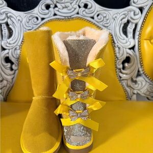 Yellow Kids Boots with Bows